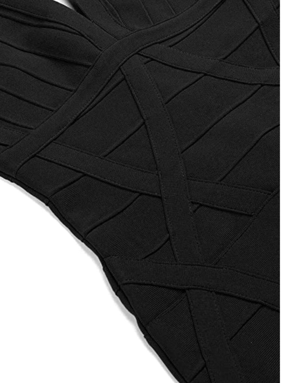 Shoulder Strap Geometric Pattern Spliced Knee Length Bodycon Bandage Dress - M,L - Picture 7 of 8
